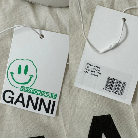 Ganni Banner Saddle Leather Off-White Crossbody Bag | One Size - Picture 17 of 17